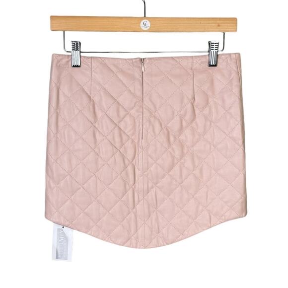 Intermix x Love Leather NWT Blush Pink Lamb Leather Quilted Mini Skirt - Picture 3 of 8